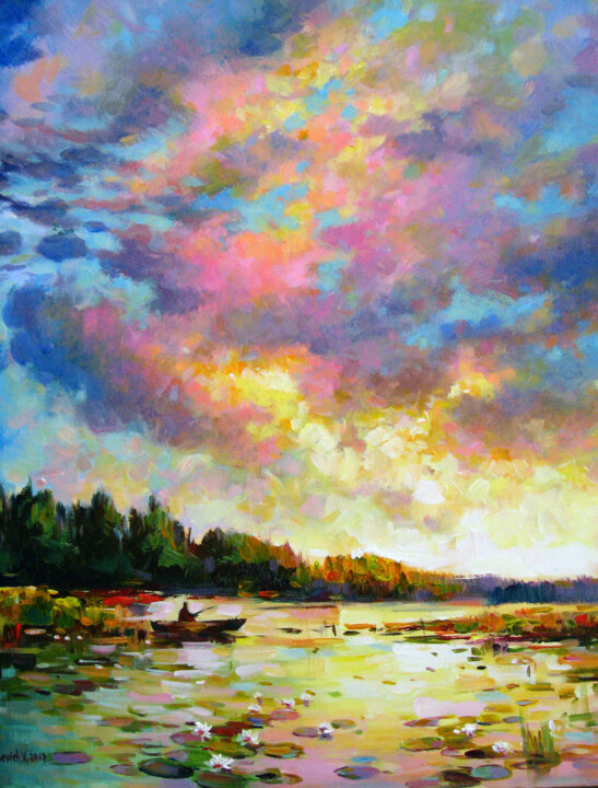 「Pink cloud」というタイトルの絵画 Vladimir Lutsevichによって, オリジナルのアートワーク, アクリル