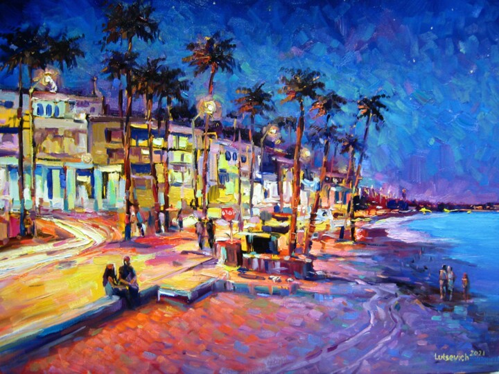 Painting titled "Venice Beach. Calif…" by Vladimir Lutsevich, Original Artwork, Oil