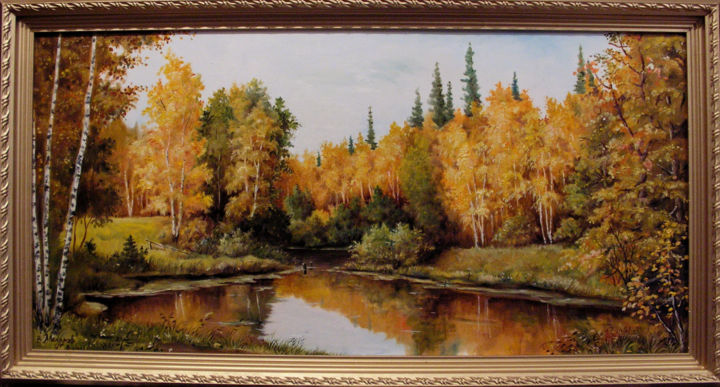 Картина под названием "Осенний пейзаж" - Владимир Макаров, Подлинное произведение искусства, Масло