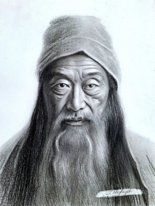 Dessin intitulée "Конфуций" par Vladimir Medvedev, Œuvre d'art originale, Crayon