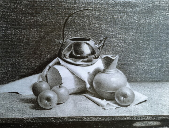Рисунок под названием "Fifty Shades of Gray" - Владимир Медведев, Подлинное произведение искусства, Карандаш