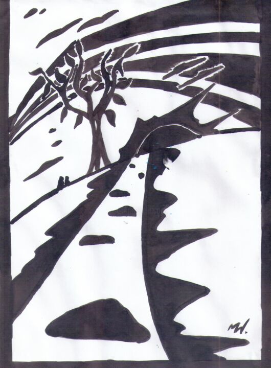 Рисунок под названием "Старая яблоня" - Владимир Мозалевский, Подлинное произведение искусства, Акварель