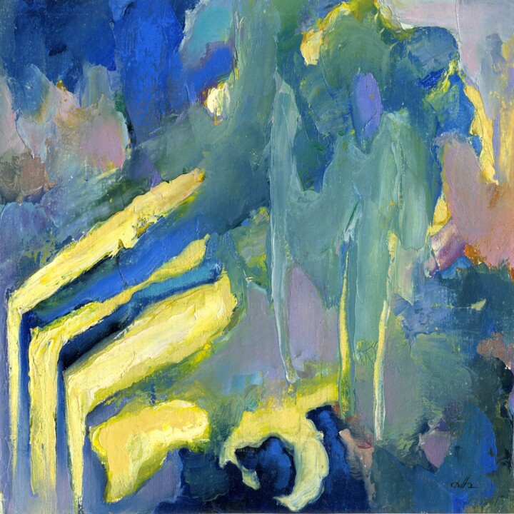 Картина под названием "У водопада" - Владимир Мраков, Подлинное произведение искусства, Масло