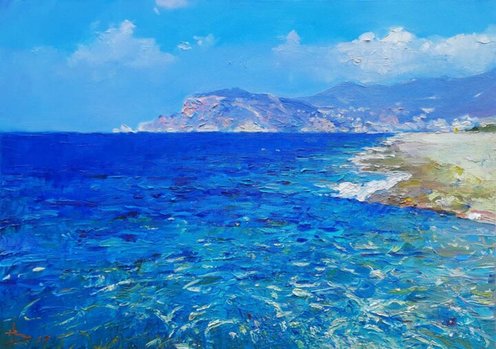 Картина под названием "Blue sea" - Vladimir Natalushko, Подлинное произведение искусства, Масло