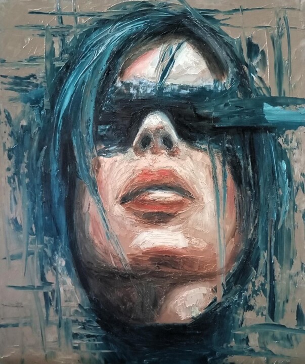 Картина под названием "В темноте" - Владимир Ошмарин, Подлинное произведение искусства, Масло