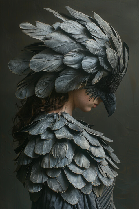 Arte digital titulada "Я ворона" por Vladimir Oshmarin, Obra de arte original, Imagen generada por IA