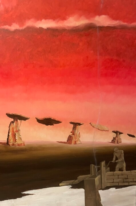 Картина под названием "Рождение облаков на…" - Vladimir Pavliuk, Подлинное произведение искусства, Масло