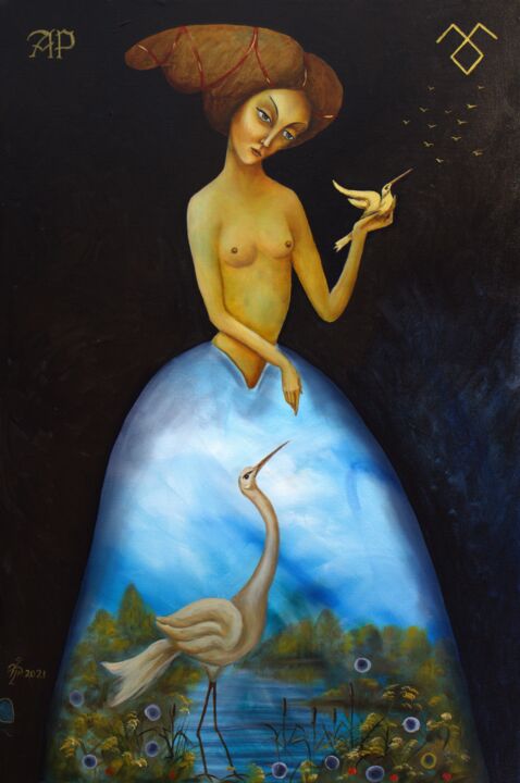 Картина под названием "ANGEL PAJARO" - Vladimir Pronkin, Подлинное произведение искусства, Масло
