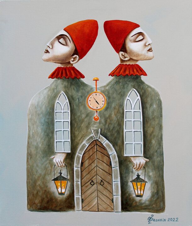Peinture intitulée "Guard towers" par Vladimir Pronkin, Œuvre d'art originale, Huile