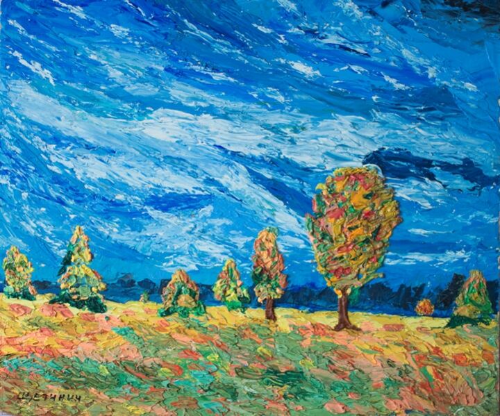 Malerei mit dem Titel "Осенний ветер" von Vladimir Shchetinin Rubini Koen, Original-Kunstwerk