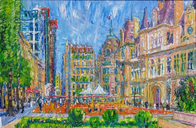 Картина под названием "Place de l'Hotel de…" - Vladimir Shahinyan, Подлинное произведение искусства