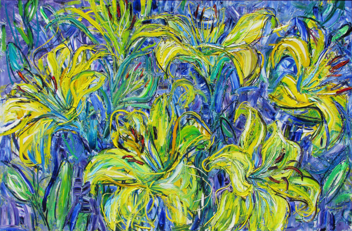 Pintura intitulada "Lilies" por Vladimir Shahinyan, Obras de arte originais, Óleo