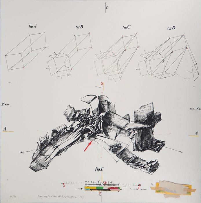 Prenten & gravures getiteld "Hommage au cube" door Vladimir Velickovic, Origineel Kunstwerk, Zeefdruk