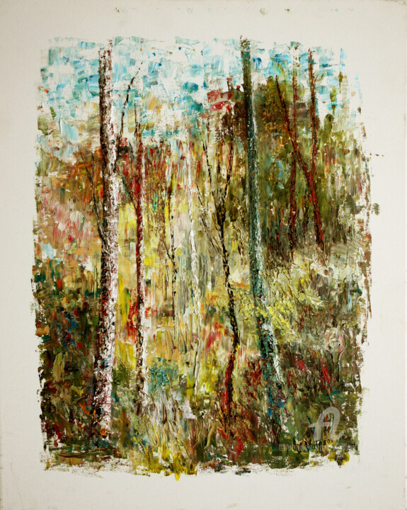 Peinture intitulée "In the thicket.." par Vladimir Volosov, Œuvre d'art originale, Huile Monté sur Châssis en bois