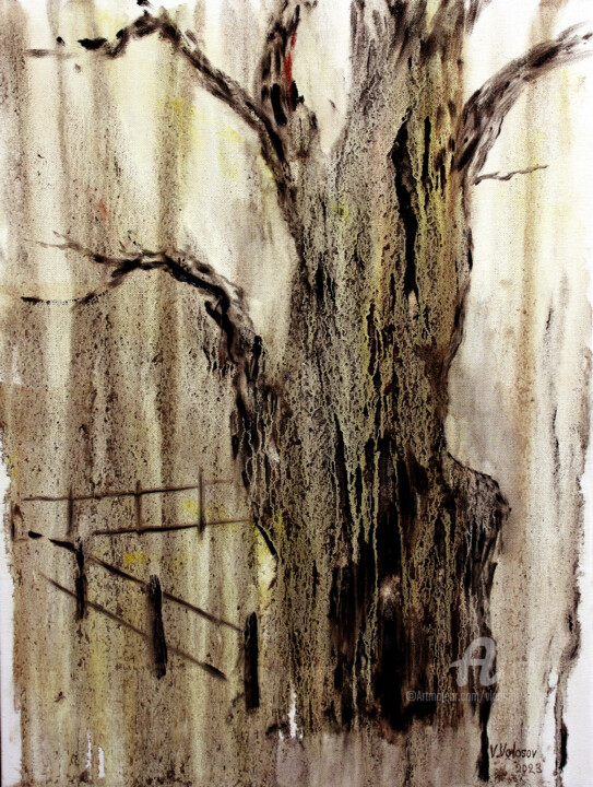 Картина под названием "Crying oak... Плачу…" - Vladimir Volosov, Подлинное произведение искусства, Масло Установлен на Дерев…