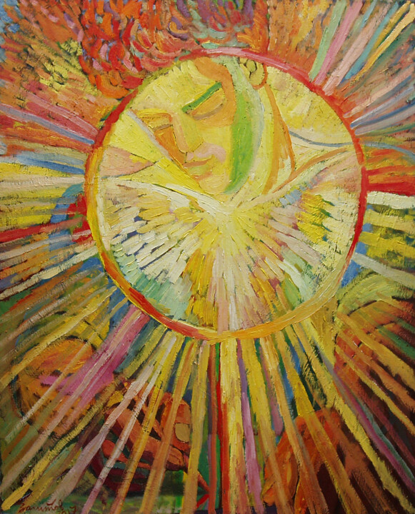 Painting titled "Artist The Sun" by Vladimir Zagitov, Original Artwork, Oil