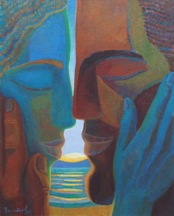Картина под названием "Touching" - Vladimir Zagitov, Подлинное произведение искусства, Масло Установлен на Деревянная рама д…