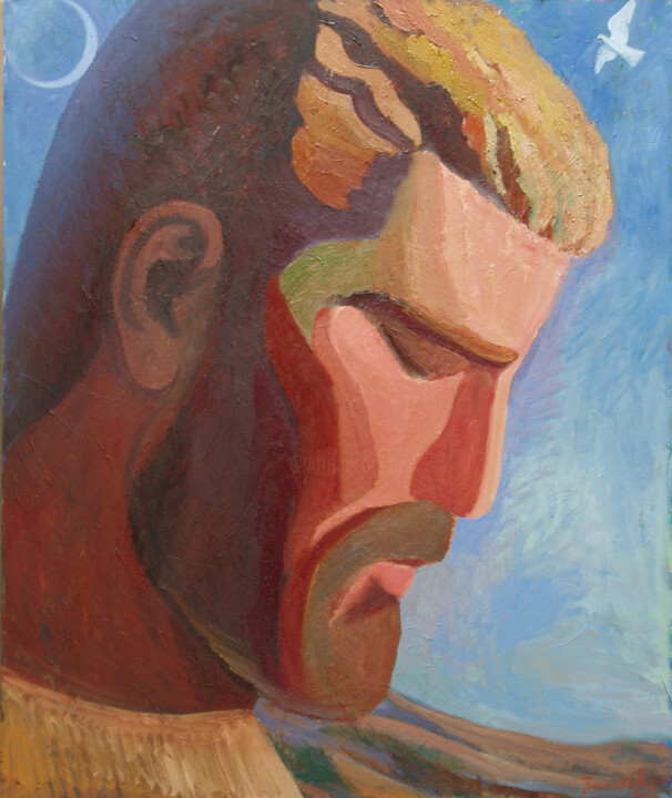 Painting titled "Surrender (Humility)" by Vladimir Zagitov, Original Artwork, Oil Mounted on Wood Stretcher frame