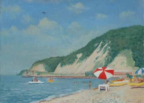 Peinture intitulée "Beach in Lermontovo…" par Vladimir Zagitov, Œuvre d'art originale, Huile