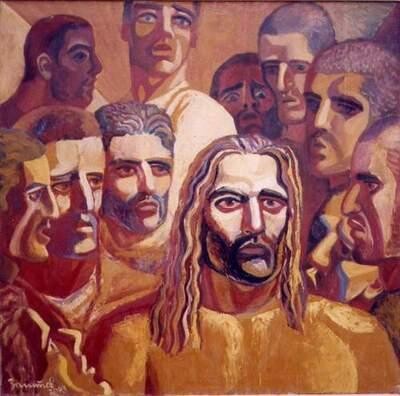 Malerei mit dem Titel "Holy Communion" von Vladimir Zagitov, Original-Kunstwerk, Öl