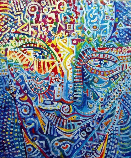 Картина под названием "Joyful eyes" - Vladimir Zagitov, Подлинное произведение искусства, Масло