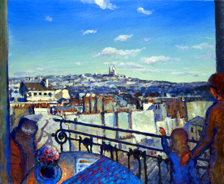 Painting titled "View on Monmartr" by Vladimirs Ilibajevs, Original Art, Oil