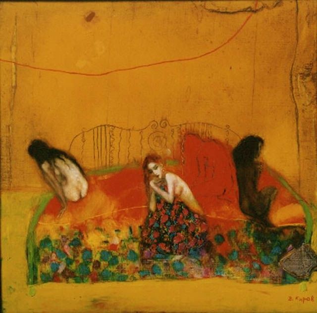 Painting titled "Bed stories" by Vladimir Kirov, Original Artwork, Oil