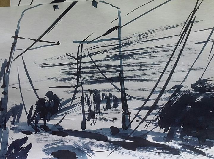 Pintura titulada "Взорванные троллеи…" por Vladimir Trutko, Obra de arte original, Tinta