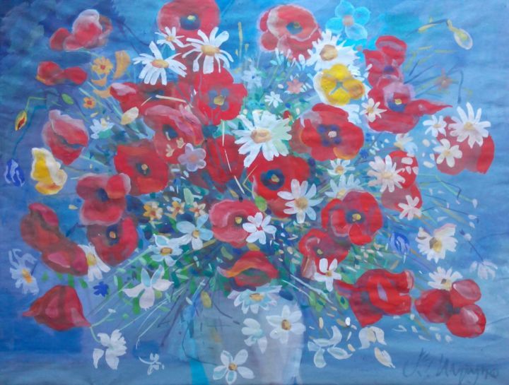 Painting titled ""Poppies ""Маки Sla…" by Vladimir Trutko, Original Artwork, Acrylic