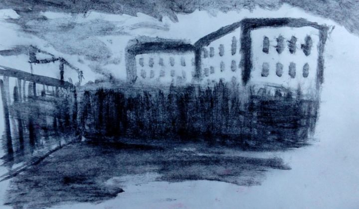 Картина под названием "Город" - Владислав Басов, Подлинное произведение искусства, Акварель