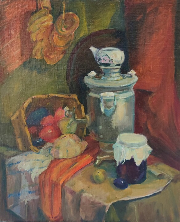 Malarstwo zatytułowany „Have a nice tea par…” autorstwa Владислав Гузеев, Oryginalna praca, Olej Zamontowany na Drewniana ra…