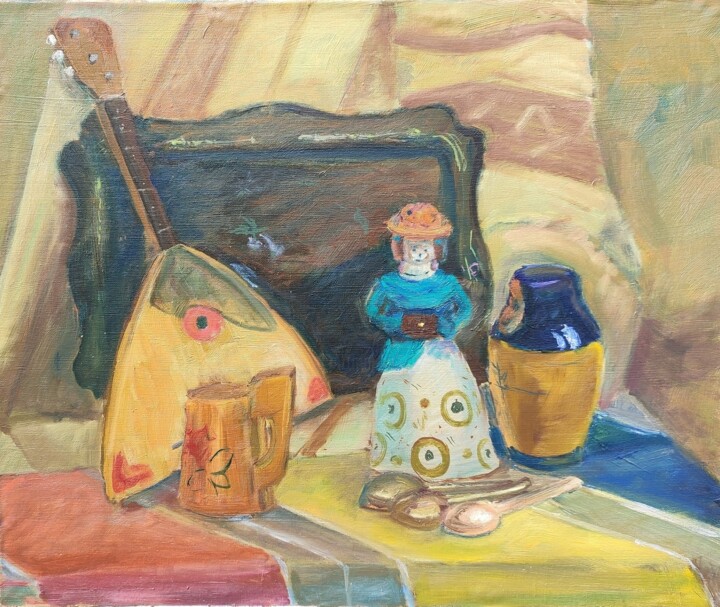 Painting titled "русский натюрморт R…" by Vladislav Guzeev, Original Artwork, Oil