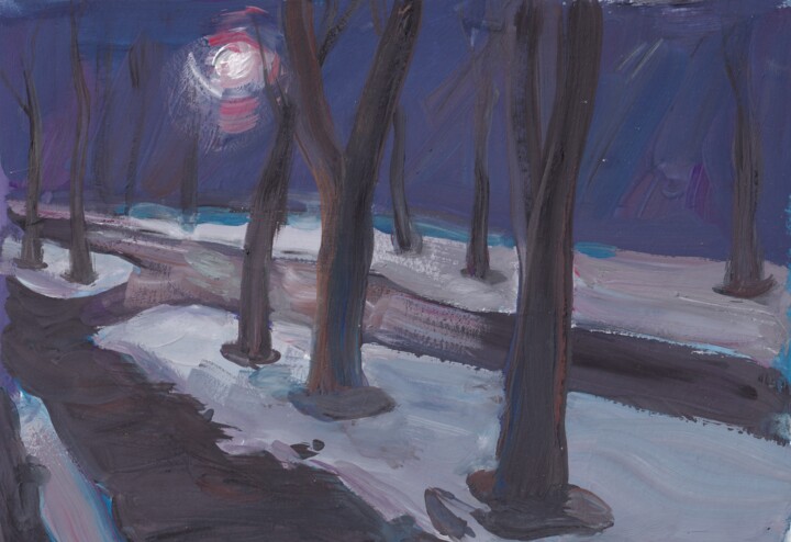 Painting titled ""Empty street"" by Vladislav Zdor, Original Artwork, Gouache