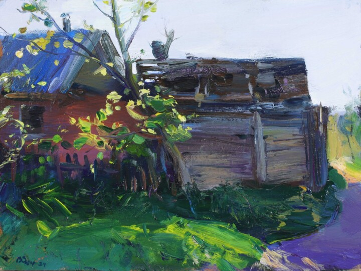 Malerei mit dem Titel ""Old barn"" von Vladislav Zdor, Original-Kunstwerk, Öl