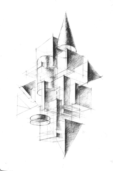 Dessin intitulée "К-3" par Vladislava Gugnina, Œuvre d'art originale, Crayon