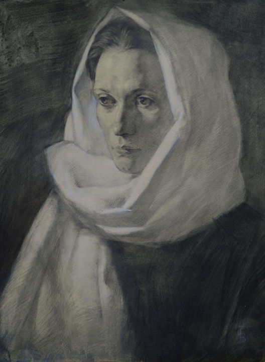Tekening getiteld "Portrait of Catheri…" door Vladiy Zart, Origineel Kunstwerk, pigmenten