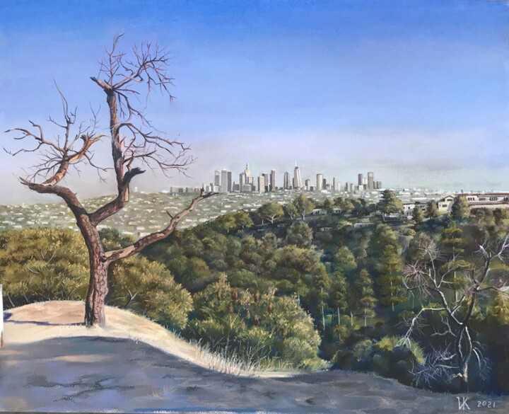 Painting titled "View of Los Angeles…" by Vlad Kirak, Original Artwork, Pastel