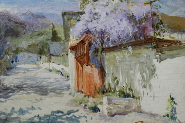 Painting titled "Старая улица в Ялте" by Vladlen Gilgur, Original Artwork, Oil