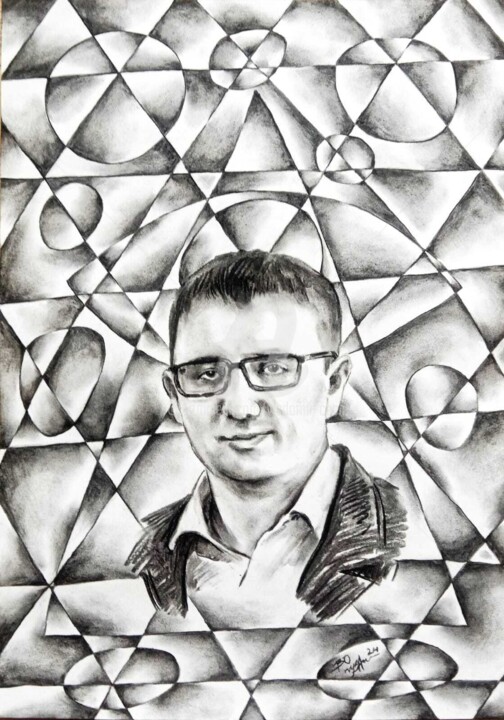 Drawing titled "Portrait 010" by Vladomir Czech, Original Artwork, Charcoal