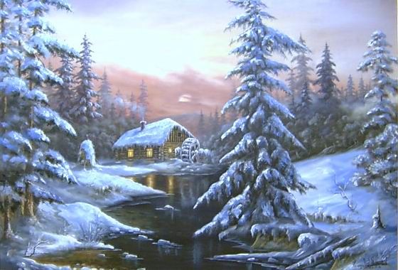 Peinture intitulée "Ночь перед Рождеств…" par Vlagyionov, Œuvre d'art originale, Huile