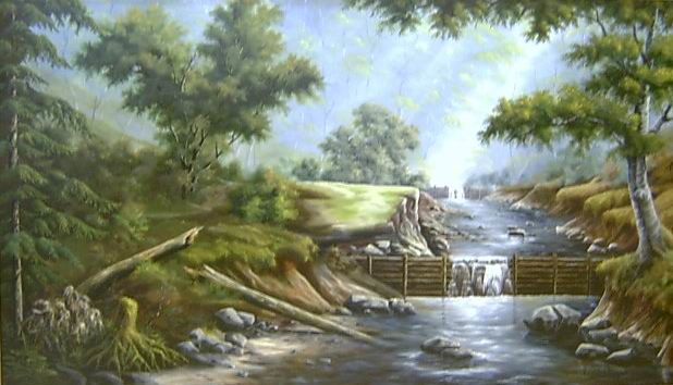 Peinture intitulée "Утро в лесу" par Vlagyionov, Œuvre d'art originale