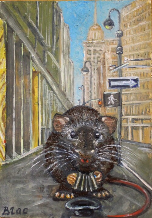 Pintura titulada "Крысы Нью-Йорка" por Viacheslav Vlasov, Obra de arte original, Oleo