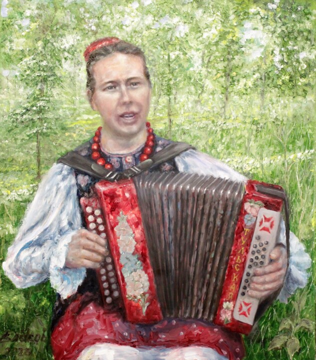 Pittura intitolato "Эх,Семёновна!" da Viacheslav Vlasov, Opera d'arte originale, Olio