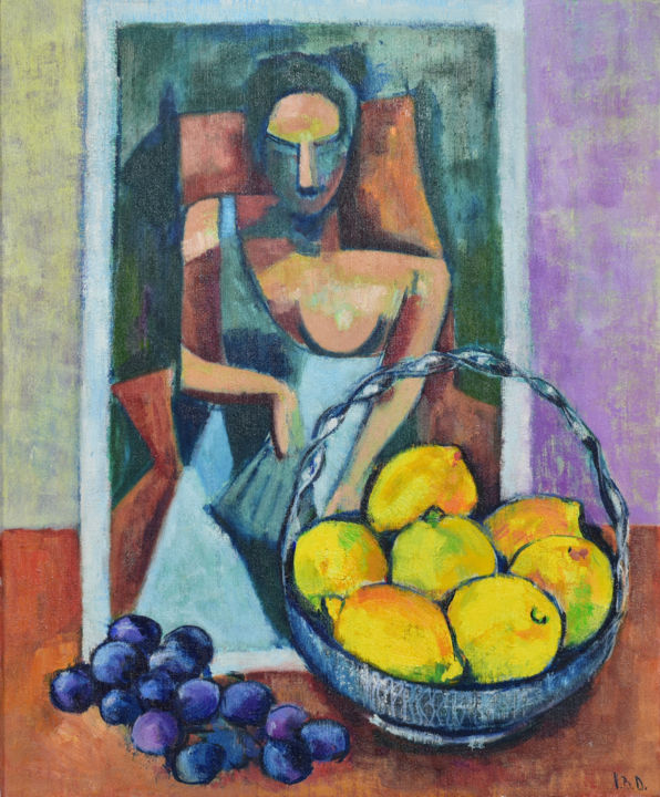 Painting titled "Lemons" by Vlasta, Original Artwork, Oil