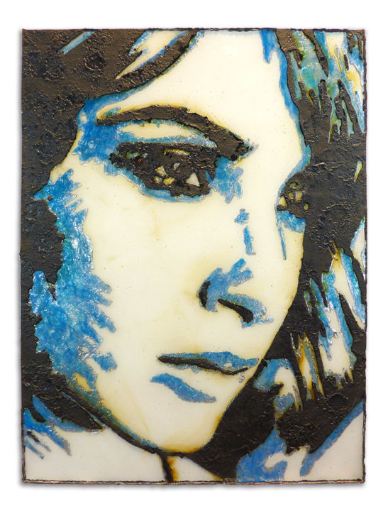 Schilderij getiteld "blue girl" door Vlekks, Origineel Kunstwerk, Anders