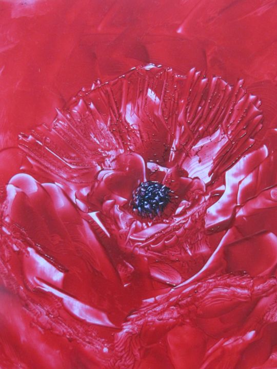 Peinture intitulée "Rouge Bonheur" par Véronique Lenfant, Œuvre d'art originale, Huile