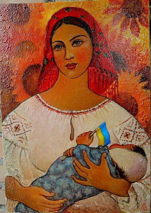 Картина под названием "madonna.jpg" - Владимир Лутюк, Подлинное произведение искусства, Масло