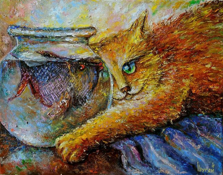 Картина под названием "ДРУЗЬЯ" - Владимир Лутюк, Подлинное произведение искусства, Масло