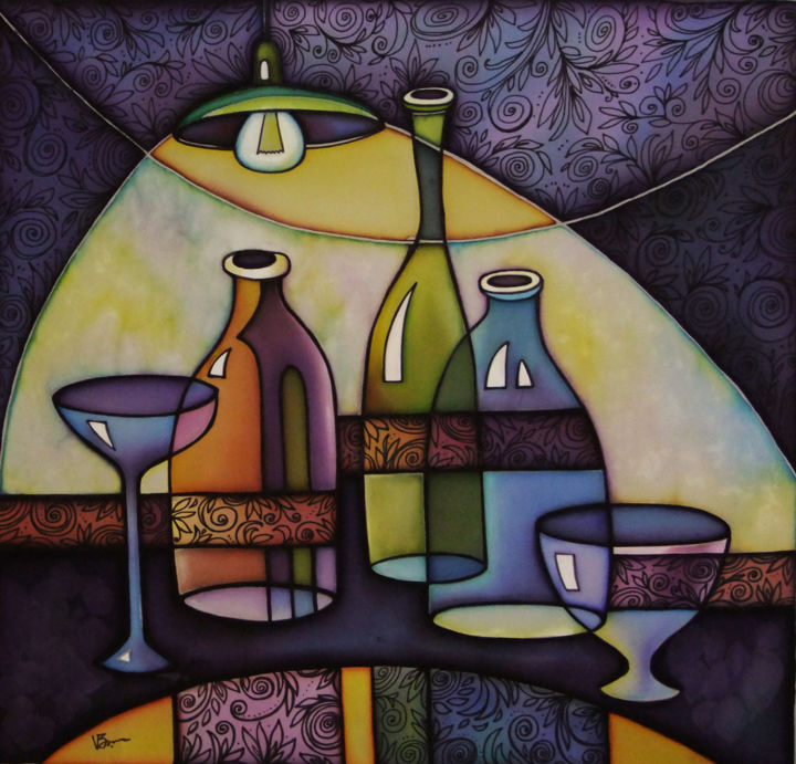 Peinture intitulée "Свет лампы" par Vera Ustinova, Œuvre d'art originale, Tissu