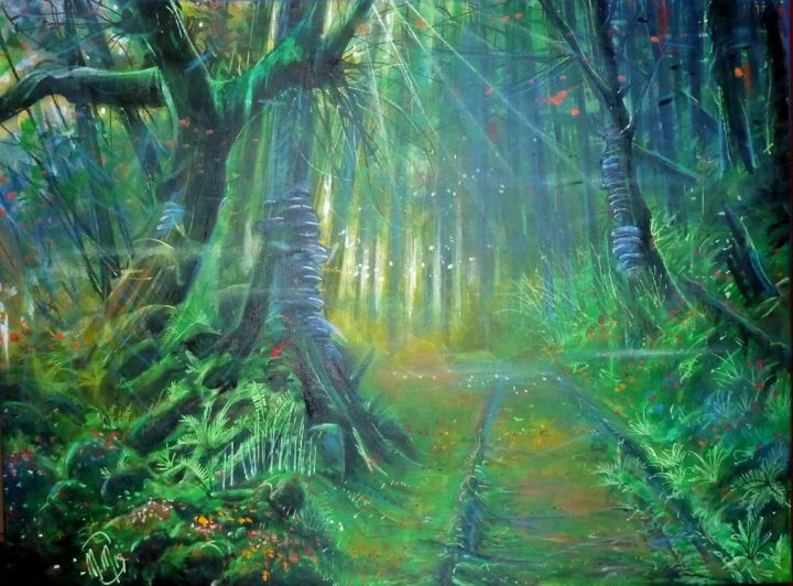 Painting titled ""Le Chemin des Limb…" by Mickael Mourot, Original Artwork, Oil